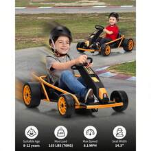 Juguete de Go Kart para niños de 24V 9Ah, coche a la deriva de alta velocidad de 8.1MPH con motores de 2x300W, asiento XL de 14.3", marco de metal completo, música, pantalla de potencia, carga máxima de 155 libras de carreras para niños de 8 a 12 años - Marrón - Ver 7