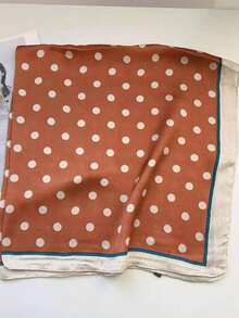 1条女士奢华优雅波点印花70*70厘米真丝方巾，适合日常佩戴，是馈赠佳品。 - 棕色 - 查看 2