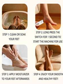 Portable Electric Foot Grinder, Electric Foot File, Includes 5 Grinding Heads, Removes Dead Skin, Rechargeable Electronic Foot Care Device With Replaceable Grinding Heads - Multicolor - View 8