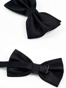 一套男士弹力背带和格子领结套装，可调节裤带和格子领结西装，适合日常穿着、婚礼、派对、宴会等场合。 - 黑色 - 查看 2