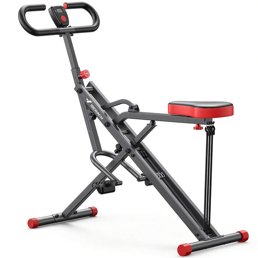 MERACH 2-en-1 Máquina de Sentadillas y Remo, Plegable, Equipo para Glúteos, Piernas y Core, Montaje en 10 Minutos para Casa y Gimnasio, Carga Máxima 350 lbs – R07