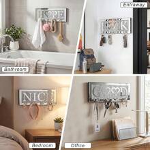 Wall Mounted Key Holder Mirrored Crystal Hooks Entryway Decor - 鎖信 - 查看 6