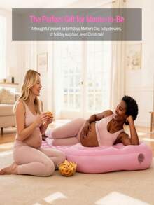 加厚孕妇床垫，舒适孕妇睡垫，带头部和腹部孔的孕妇枕（适合侧睡孕妇），孕妇游泳池漂浮垫（用于腹部按摩） - 彩色 - 查看 2