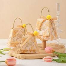 24PCS Wedding Party Favour Gift Treat Packaging Paper Boxes With Handle And Ribbon Elegant Chocolate Candy Paper Boxes For Bridal Shower Party - Multicolor - View 4