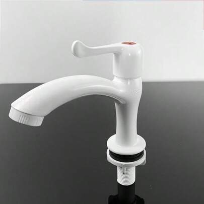 Grifo de plástico blanco de instalación rápida de un solo orificio, adecuado para baño, fregadero de cocina, lavabo, material duradero que se adapta a la decoración moderna y tradicional