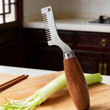 1/3件装，专业切葱器，弧形不锈钢刀片，木柄，厨房烹饪工具 - 彩色 - 查看 6