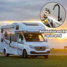 Single Handle High Arc RV Kitchen Faucet With Pull Down Sprayer Stainless Steel Kitchen Sink Faucet Laundry Rv Bar Kitchen Sink Faucet Kitchen Accessories RV Kitchen Faucets Silver Black - Silver - View 9