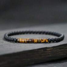 1pc Minimalist 4mm Bead Bracelet Unisex Emperor Onyx Small Stone Bracelet Meditation Yoga Strand Bracelet Couple - Brown - View 14
