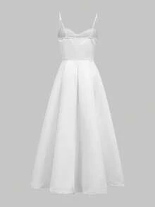 QUNGIGU Đầm satin cổ điển không dây vai dành cho nữ, đầm cocktail dáng chữ A ôm sát không tay thanh lịch, đầm dự tiệc cưới mùa hè thướt tha, đầm trắng dành cho nữ, trang phục nữ thanh lịch, đầm dự tiệc sang trọng, đầm dạ hội trang trọng. - trắng - Xem 7