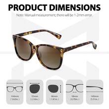 2 Packs Polarised Sunglasses For Women UV400 Protection Square Stylish Sun Glasses For Driving - A01(2 Pack) Black + Yellow Tortoise - View 7