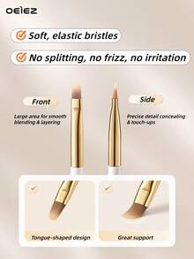 OEIEZ Tongue-Shaped Concealer Brush, Mini Precise Eye Makeup Brush, Soft Hair Brush Suitable For Liquid, Cream, And Powder Products Blending, Facial Makeup Tools - Multicolor - View 8