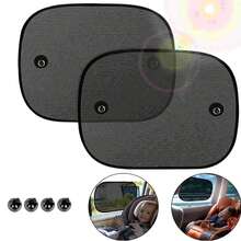 2pcs Car Sun Visor Sunshade Blocks UV Rays Heat Insulation Curtain, Summer Small Vehicle Window Sunshade Curtain - A - View 1