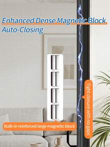 1 cửa lưới từ tính màu đen, cửa lưới tự đóng, lắp đặt hai mặt, mở bên hông kín đáo, cửa xếp, an toàn cho thú cưng và trẻ em, thông gió chống muỗi. - màu đen - Xem 8