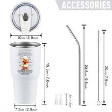 30oz Stainless Steel Tumbler Black White Options,  Sorry I'm Cranky Duck Trible 70s Right Now Graphic Cups, Insulated Travel Coffee Mug With Lid And Straw , Double Wall Vacuum Reusable Travel Cups, Funny Birthday Party Gift For Women & Men - trắng - Xem 3