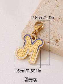 1pc Stainless Steel Two Tone Letter Charms For DIY Jewelry Making Handmade 18K Gold Alphabet Letters Charms Initial Accessories - Pendant - View 2