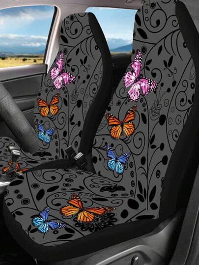 3D Butterfly Printed Car Seat Cover, Ice Silk Material, Suitable For SUV And Sedan, Universal Fit, Washable For All Seasons