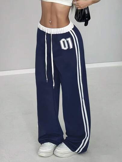 Quần nữ kiểu dáng thường ngày, in kỹ thuật số, phối thắt lưng, dáng rộng, thích hợp cho mọi mùa, tập thể dục, yoga, mặc hàng ngày, đi bộ đường dài ngoài trời, món quà hoàn hảo cho bạn gái.