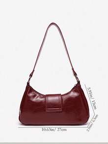 Y2K 女士复古 Miradet 做旧软皮摩托车包，铆钉、搭扣装饰，褶皱云朵肩包/腋下包，樱桃吊饰，适合工作、通勤、约会、派对等场合。 - 酒紅色 - 查看 3