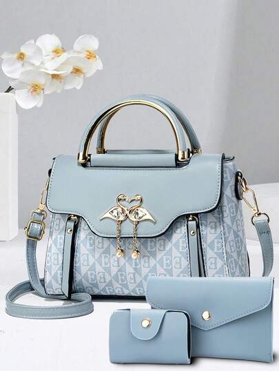 3pcs Women Bag Set, Printed Shoulder Bag, Handbag And Crossbody Bag, Fashionable And Versatile
