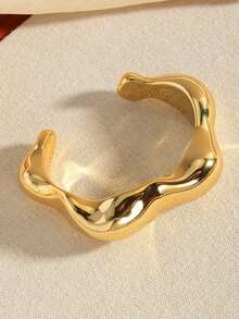 4pcs/Set Vintage Elegant Gothic Style Women's Gold-Color CCB Plain Bangle Bracelet, Suitable For Daily, Party, Date, Holiday, Wedding, Can Be Stacked, Gift For Holidays - Gold - View 2