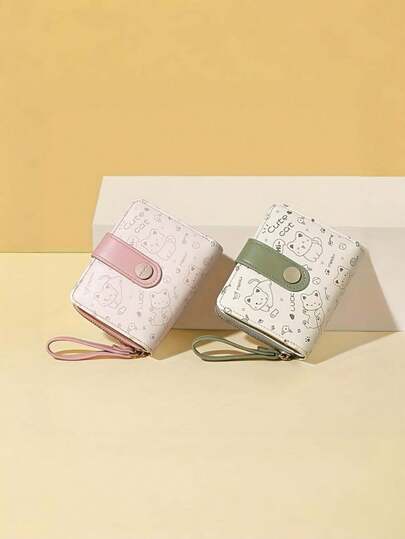 1个猫咪造型小巧钱包，适合学生和女生。小巧可爱，卡哇伊风格，粉色设计，带有身份证窗口和卡槽。专为青少年和年轻女孩设计的迷你钱包。