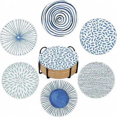 6 قطع/مجموعة من حوامل الأكواب الخشبية المبطنة بالفلين، هدية مثالية لتدفئة المنزل، ديكور الغرفة، البار، حفلات العطلات، 70 مجموعة/420 قطعة