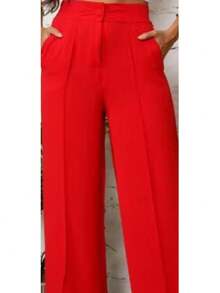 Women's Duna Wide-Leg Pants With Premium Fabric Lining. - 紅色 - 查看 8