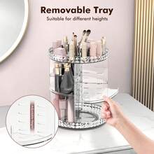 1 PCS Rotating Makeup Organizer For Vanity, Large Cpacity Cosmetic & Skincare Organizers, Clear Makeup Holder For Countertop, Dresser And Bathroom, Adjustable Trays, 360 Degree Spinning. - Xem 3