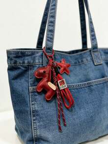 Y2K 多巴胺皮革编织绳心形钥匙扣，PU 皮革星星包饰，手工编织尼龙绳手机挂件，INS 单扣流苏钥匙扣，蝴蝶结星星钥匙圈，多功能钥匙扣挂件，精致背包装饰配件，礼品 - 彩色 - 查看 5