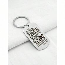 1pc Stainless Steel Inspirational Dog Tag Keychain, An Ideal Small Gift For Christian Believers Car Accessories Bag Charm Backpack For School - Steel Color - 查看 3