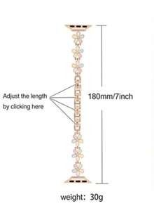 1条女士彩色玫瑰金五瓣花金属表带，兼容 Series 38mm/40mm/41mm/42mm/44mm/45mm/46mm/49mm，兼容Ultra/SE/S10/S9/8/7/6/5/4/3/2/1，感恩节/情人节/生日礼物，办公/约会配饰，精致时尚，方便拆卸，防刮表带（仅表带） - 彩色 - 查看 3