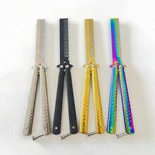 1 Set de Cuchillo de Zanahoria Plegable, Juguete Antiestrés Interactivo, Cuchillo de Zanahoria por Gravedad, Juguete Antiestrés de Oficina, Incluye Peine de Metal Plegable, Compacto y Portátil, Regalo Exquisito - Multicolor - Ver 6