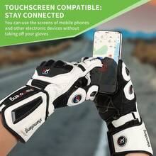 A Pair Of Long Motorcycle Gloves For Racing, Touchscreen Gloves, Winter Off-Road Protective Racing Gloves, Available In M, L, XL Sizes, In Black And White, Suitable For All Seasons - 白色 - 查看 6