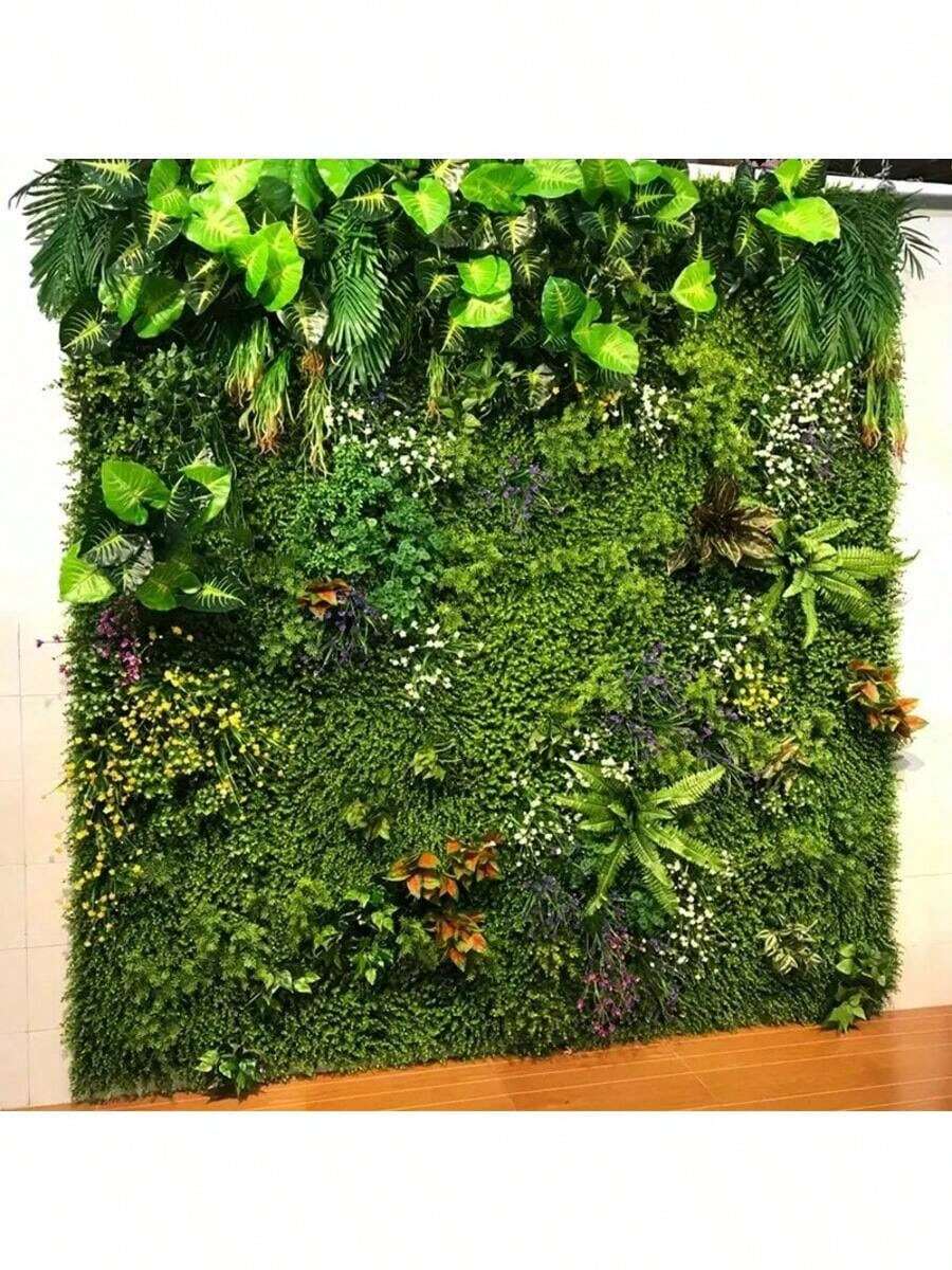 1片装抗紫外线人造植物墙板 - 可重复使用的仿真草坪和花卉背景,适用于家居和花园、圣诞节、万圣节、复活节装饰、户外使用,尺寸为15.7英寸 x 23.6英寸;人造常绿常春藤和蕨类植物叶子墙板 - 逼真的塑料绿色背景,适用于婚礼、派对、活动、室内/室外装饰、派对背景,纹理叶子设计 - 綠色 - 查看 1