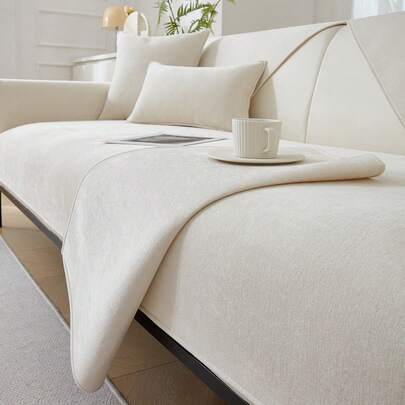 1 chiếc vỏ đệm sofa bằng vải chenille mềm mại, bảo vệ ghế sofa chống trượt hiện đại tối giản dùng được quanh năm, chống bụi và có thể giặt được, màu trắng tươi mát và mềm mại, thân thiện với thú cưng, phù hợp với phòng ngủ, văn phòng, phòng khách, sofa hình chữ L và sofa 1/2/3/4 chỗ ngồi.