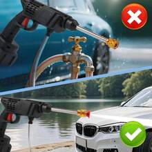 Vielspu Power Blaster Plus Pressure Washer Cordless Portable Electric High Pressure Water Spray Gun And Hose Car Washer Cleaner Tool For Balconies Windows, Exterior Walls, Floors, Fences, Gardens - 美規A型插(110-127V) - 查看 6