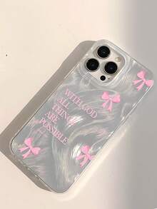 Minimalist Bowknot Religious Slogan Pattern Phone Case, Transparent Thick Protective Cover Compatible With Samsung A05, A05S, A13, A14, A15, A53, A54, A55, A56, S22, S23, S24, S25, Compatible With IPhone 11, 12, 13, 14, 15, 16, 17 Pro Max - Multicolor - View 4