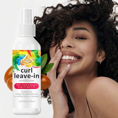 SUMIFANG 100毫升免洗卷发定型喷雾，温和配方，滋养头皮和秀发。专为波浪卷发设计，适合日常护理。可用作造型打底或出门前快速造型。有助于保持波浪卷发造型，减少毛躁。