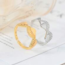 1pc Elegant And Cute Shell Wave Design Copper Gold-Plated Women's Ring, Suitable For Wearing On Beach Vacations, Dates, Parties, Gatherings, And Other Occasions. - Shell - View 1