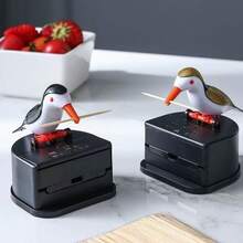 Creative Bird Toothpick Dispenser Stand, Creative Push Type Toothpick Bird Dispenser, Toothpick Holder, Cute And Interesting Kitchen Bird Shaped Toothpick Box, Daily Household Use - View 1