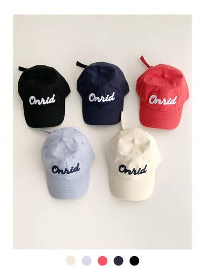 女士软顶棒球帽，宽檐简约字母贴片按扣帽，夏季百搭户外休闲遮阳帽