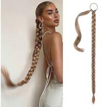 European And American Synthetic Fiber Wigs Women, Large Braids, Dreadlocks, Ponytails, Long Braided Ponytail Extensions, Three-Strand Braids, Twisted Braids - 2#自然黑 - 查看 1