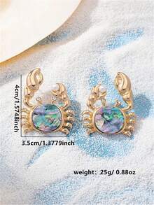 1对几何海洋风水钻耳环（女士款） - 彩色 - 查看 2