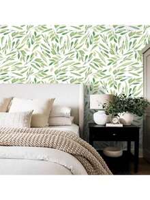 1 Cuộn Giấy Dán Tường Vinyl Họa Tiết Lá Liễu, Dễ Xé Và Dán, Giấy Dán Tường Tự Dính Có Thể Tháo Gỡ, Thích Hợp Cho Phòng Khách, Phòng Ngủ, Đồ Nội Thất, Phòng Tắm, Bàn Làm Việc, Tủ, Trang Trí Nhà Cửa, Giấy Dán Tường Tự Tháo Gỡ, Kích Thước 17.3inX39.3in/118.1in/196.8in - lá cây - Xem 10