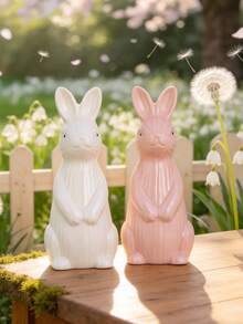 1 peça de coelho de cerâmica, artesanato em cerâmica, estilo desenho animado, design criativo, decoração para jardim externo, ideal para varanda, terraço, jardim, quintal, feriados e festas. - 1 peça - Ver 7