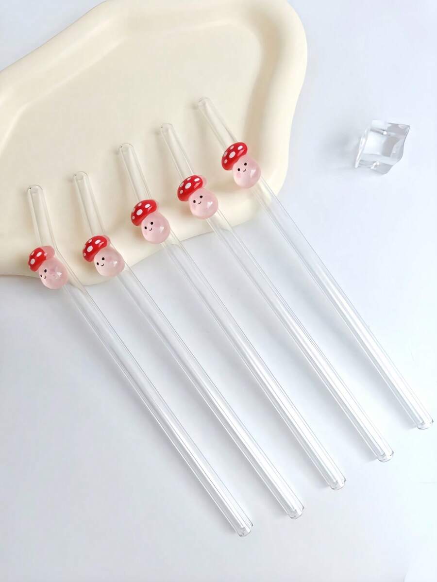 1/2/4支装红色可重复使用弯玻璃吸管，适用于奶昔、珍珠奶茶、冰咖啡、鸡尾酒，可爱派对用品，厨房和户外配件，送给朋友和家人的独特礼物（婚礼、生日、母亲节、父亲节）