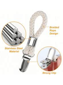 金属厨房毛巾夹带挂环，布艺挂钩架，适用于家庭厨房浴室橱柜衣物挂钩 - 编织环 - 彩色 - 查看 7