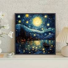 1pc DIY Diamond Painting, Landscape Theme - Starry Night Over The Rhone, Full Round Acrylic Diamond Mosaic, Suitable For Living Room, Bedroom, Office - Unique Creative Gift - View 2