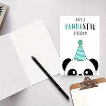 熊猫主题生日贺卡，含信封和生日礼物 - 多色 - 查看 5