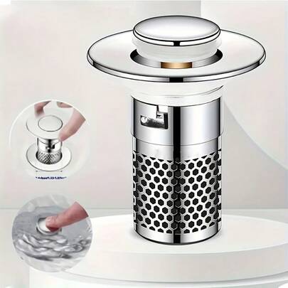 Heavy Duty Bathroom Sink Drain, Anti-Odor Anti-Rust Drain With Hair Catcher, Quick Drainage, Easy Installation For Bathtub, Shower - 304 Stainless Steel Sink Strainer, Kitchen Sink Plug, Minimalist Cylindrical Design, Modern Metal Finish, Odor-Resistant Material, Home Improvement